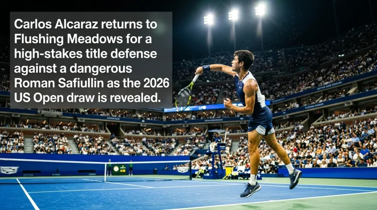 US Open 2026 Draw: Alcaraz Faces Safiullin in Title Defense