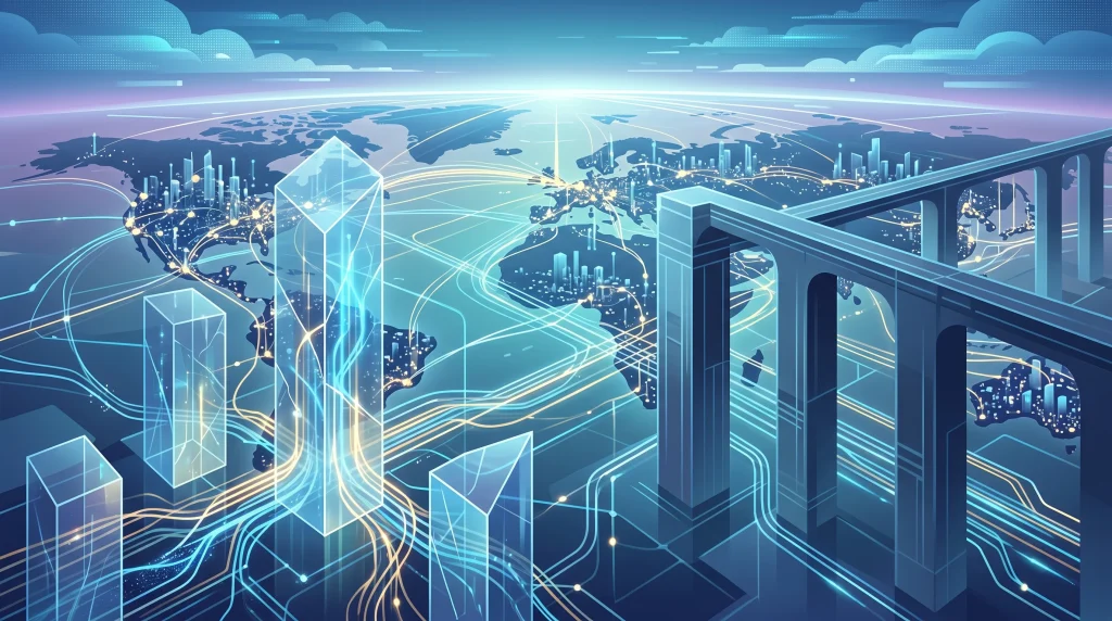Conceptual digital landscape illustrating the intersection of governance and technology.