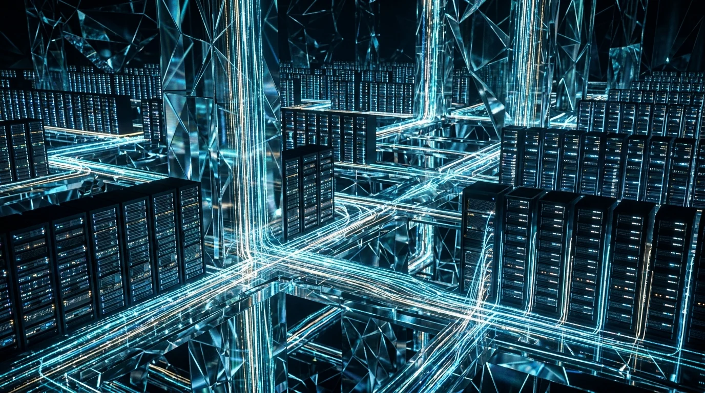 Abstract visualization of data center infrastructure.
