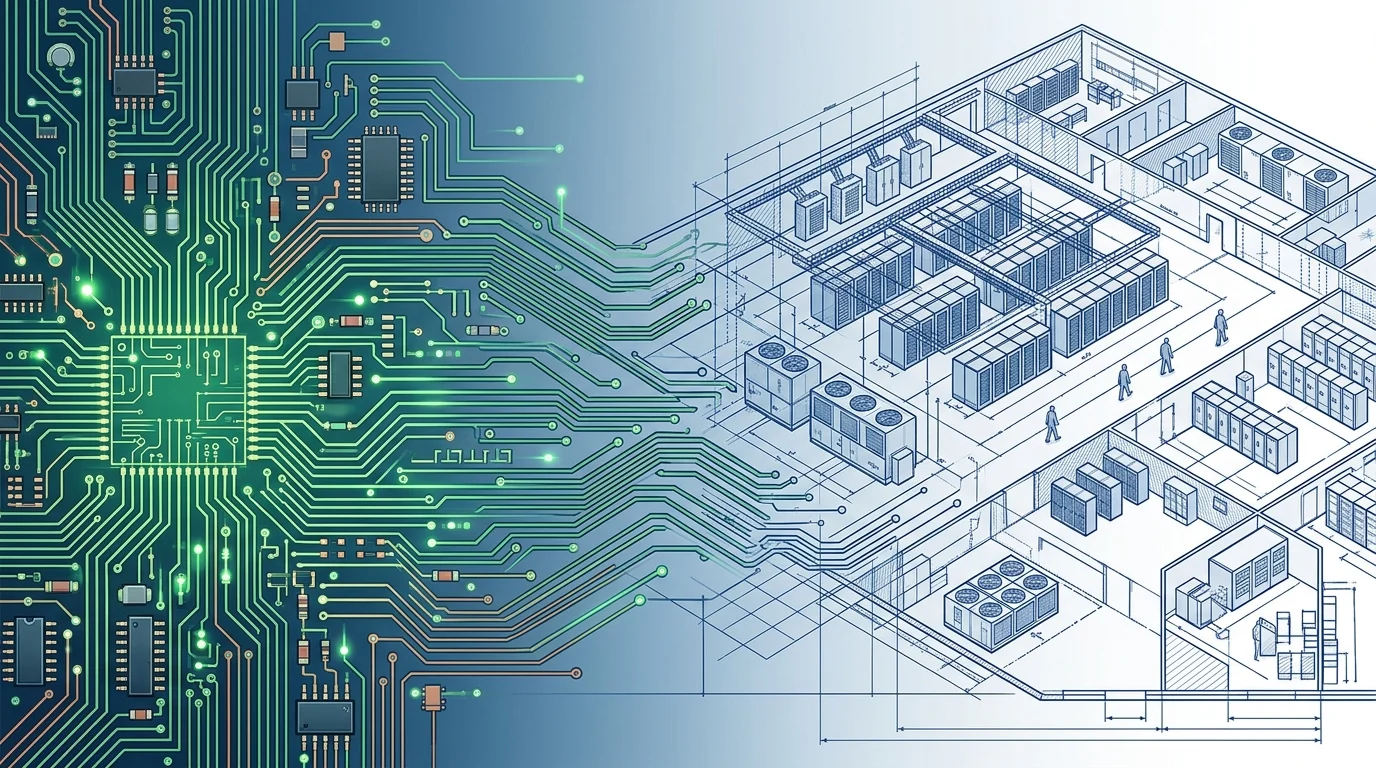 Conceptual illustration of technology infrastructure and blueprints.