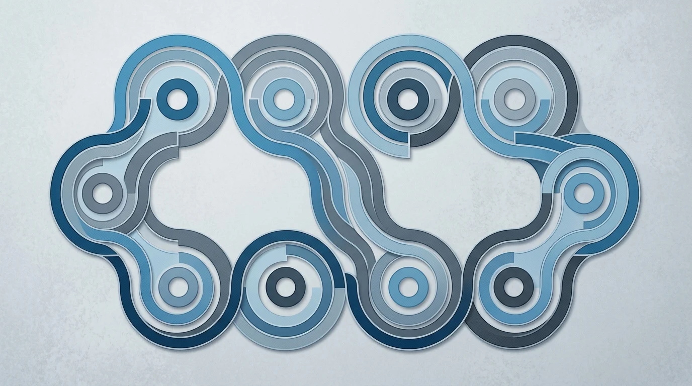 A conceptual graphic of a cycle or maze.