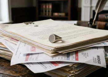 Conceptual image representing fraudulent aristocratic status and legal documents.