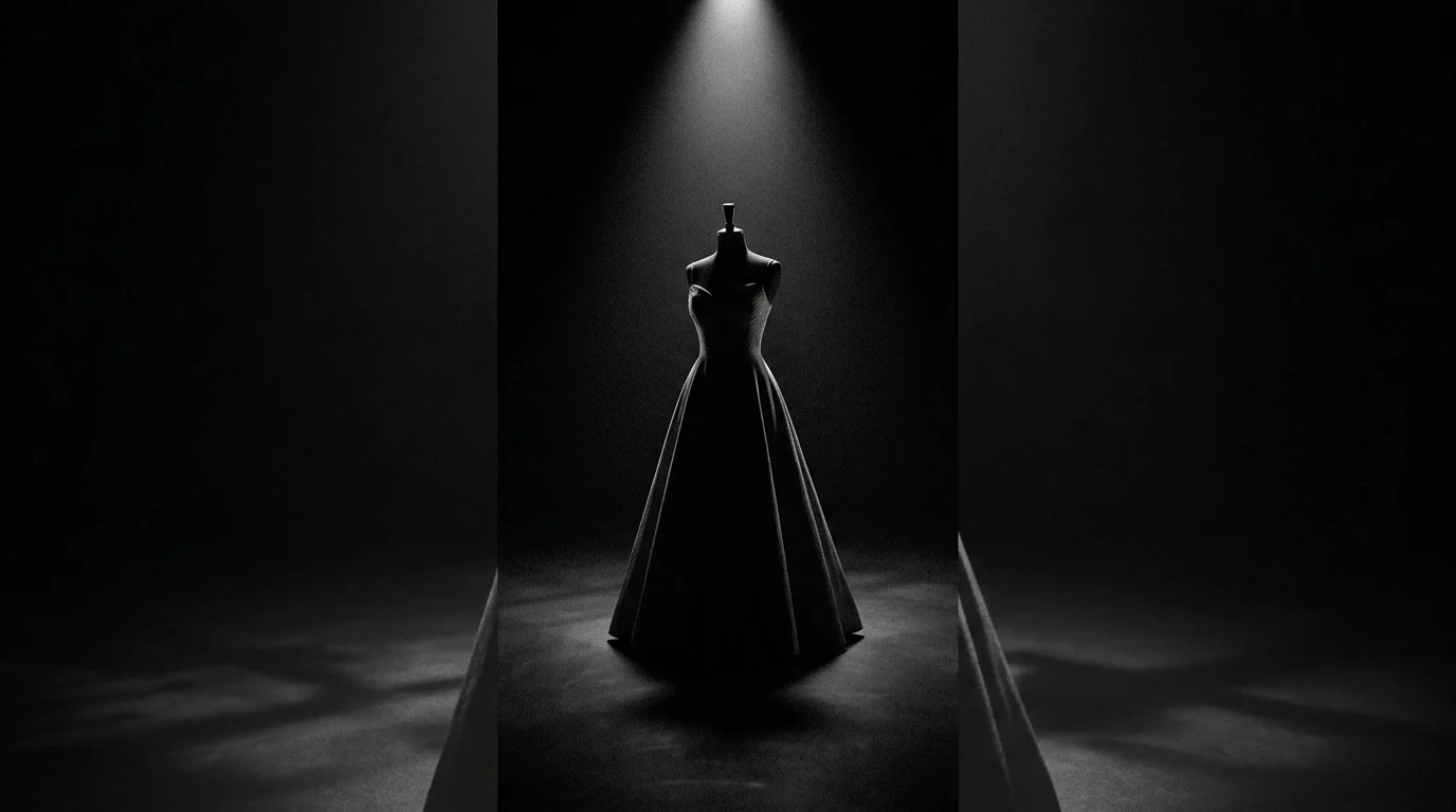 Silhouette of a crystal-embellished gown