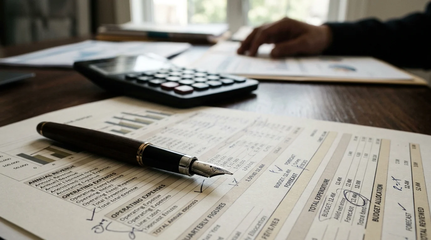 A conceptual image representing financial scrutiny and budgeting.