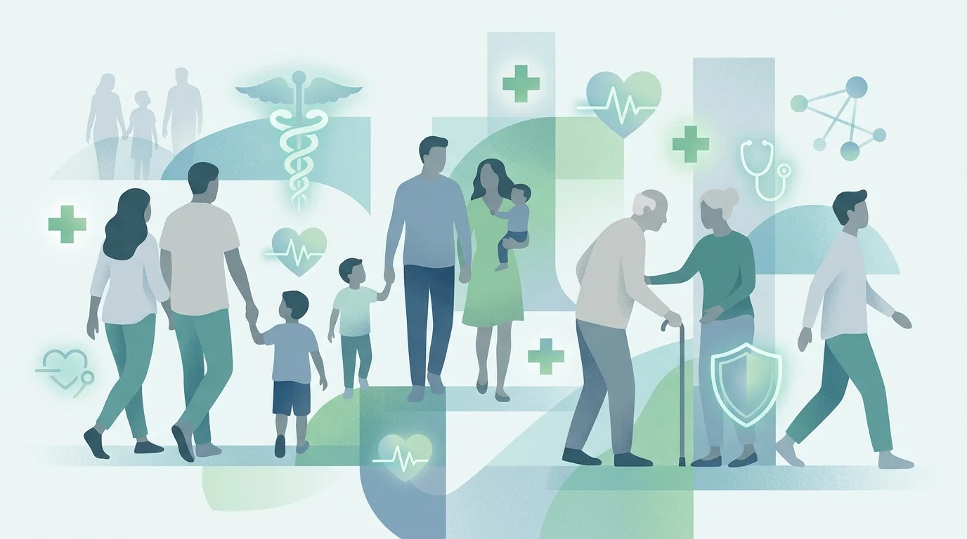 Abstract illustration of community health and wellbeing.
