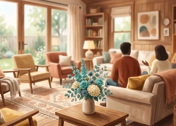 Conceptual illustration of a supportive community space.
