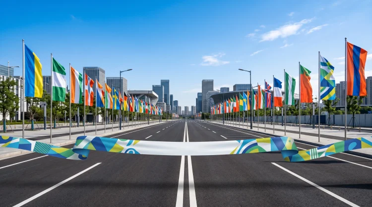 A conceptual view of an urban race course in .