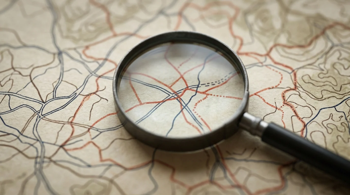 Conceptual image of administrative boundary lines on a map