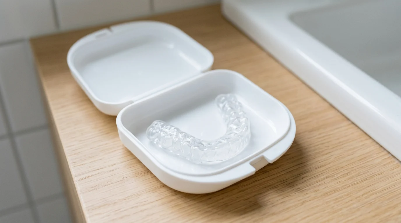 A clear dental mouthguard used to treat .