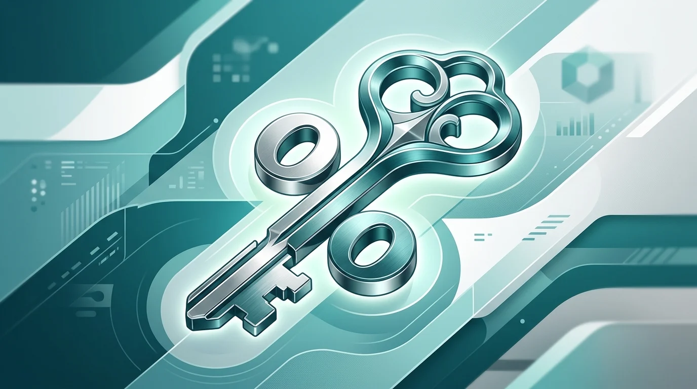 Abstract key with a percentage symbol illustrating the new deposit scheme.