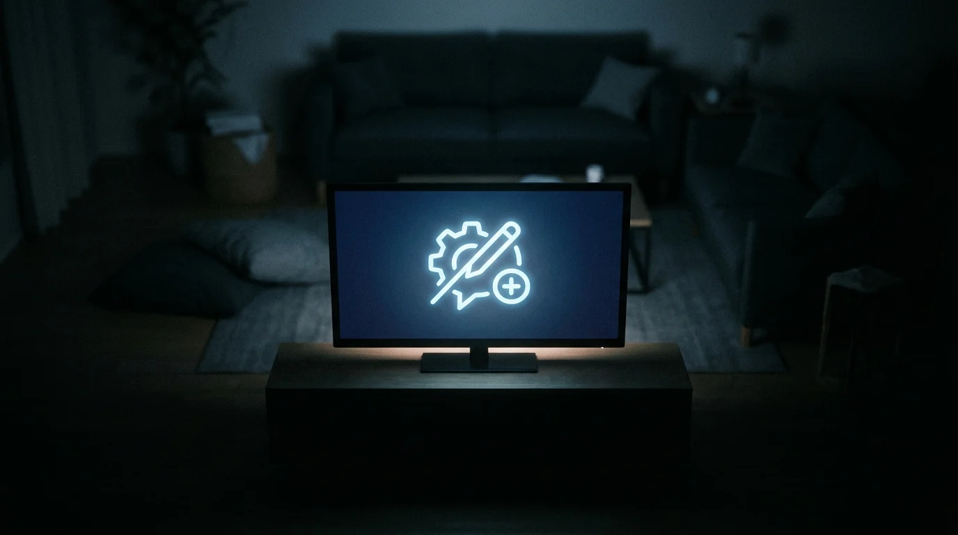 A glowing television screen showing an edited content icon.