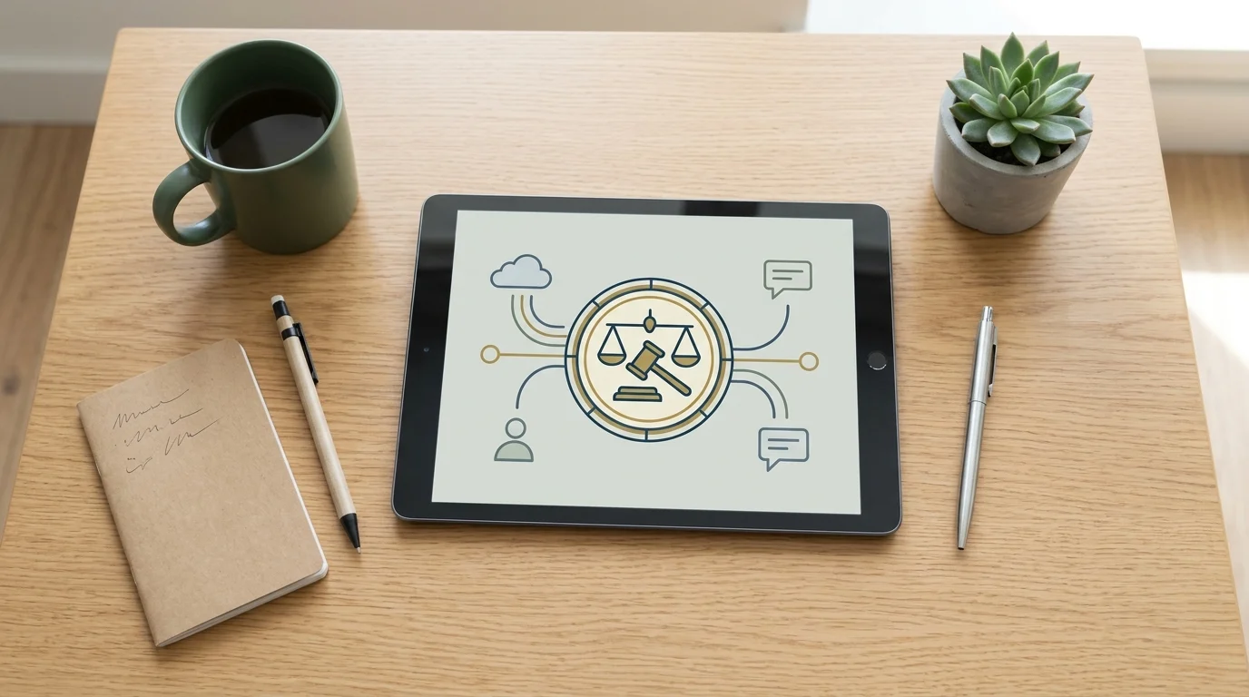 A tablet displaying a digital legal document.