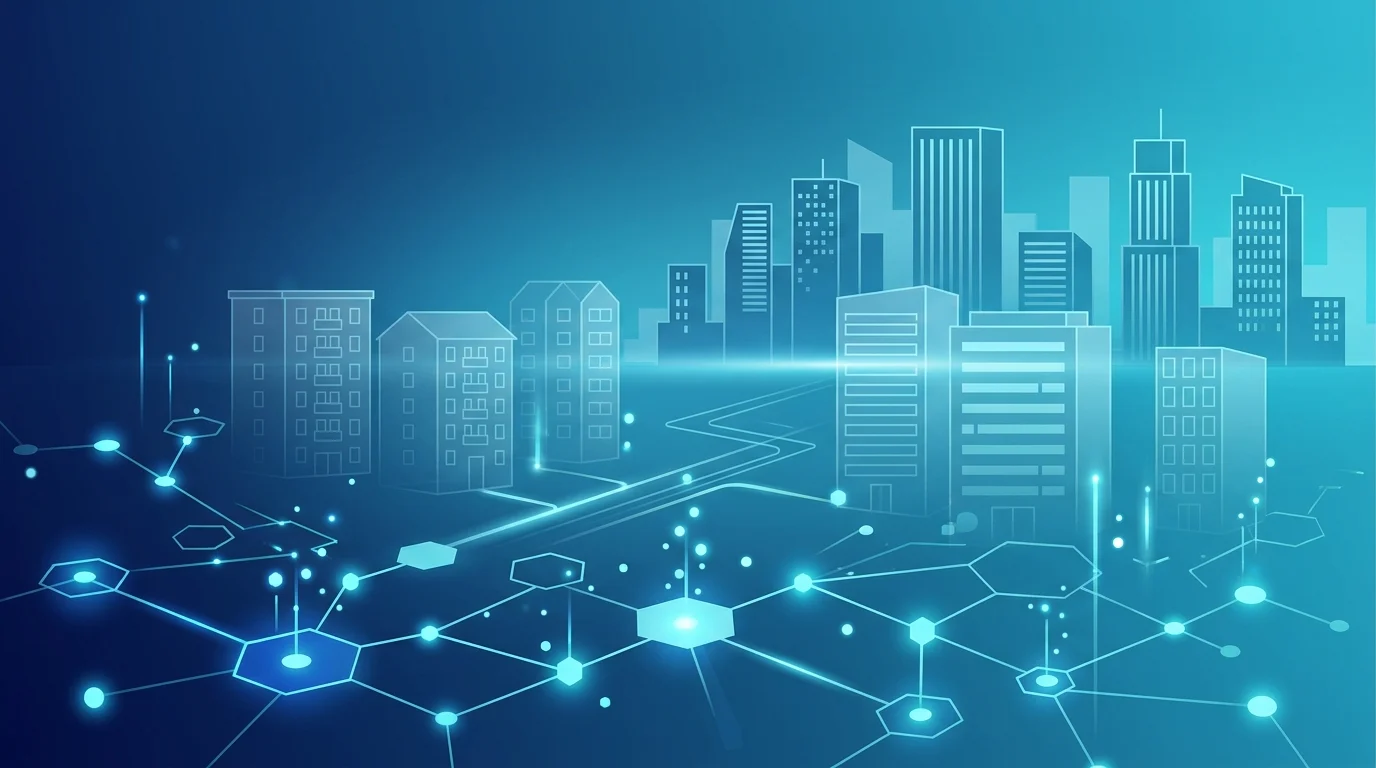 A conceptual digital graphic of property data identifiers and secure registration.