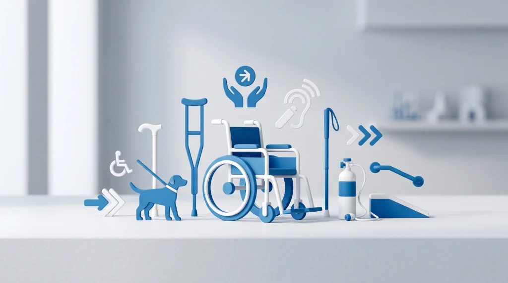 A conceptual illustration representing disability support and healthcare services.