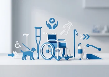 A conceptual illustration representing disability support and healthcare services.