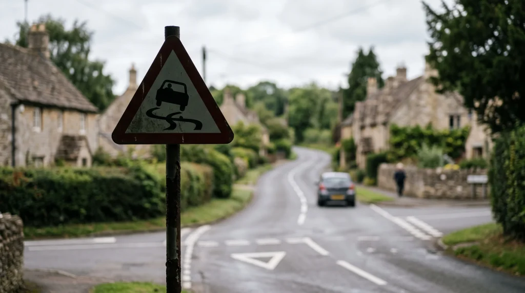 Conceptual image of a road safety sign at a junction.