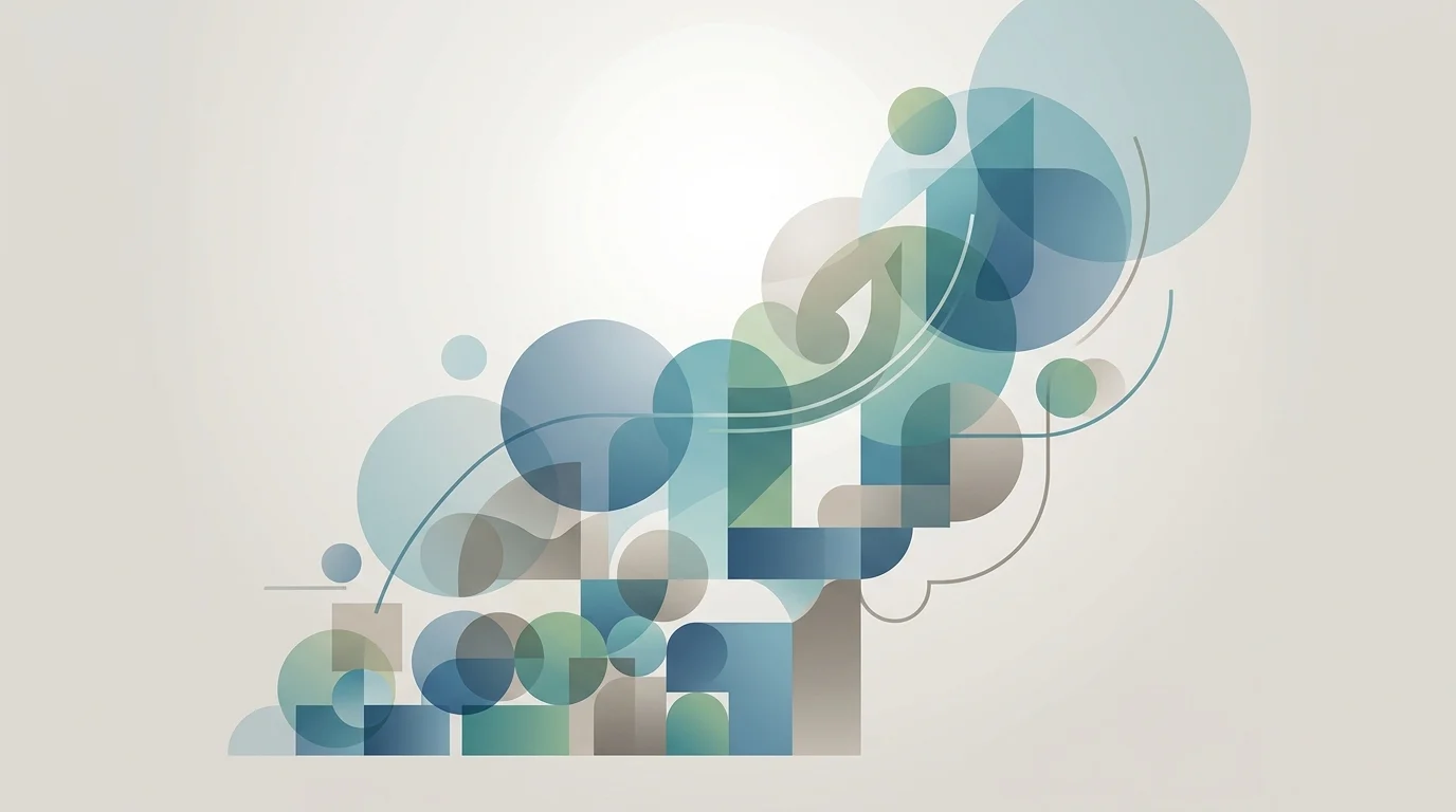 Conceptual abstract shapes representing education and social development.