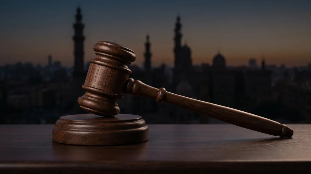 A conceptual depiction of a courtroom gavel representing a legal verdict.