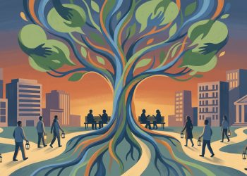 Conceptual editorial illustration