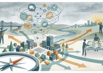 Conceptual editorial illustration