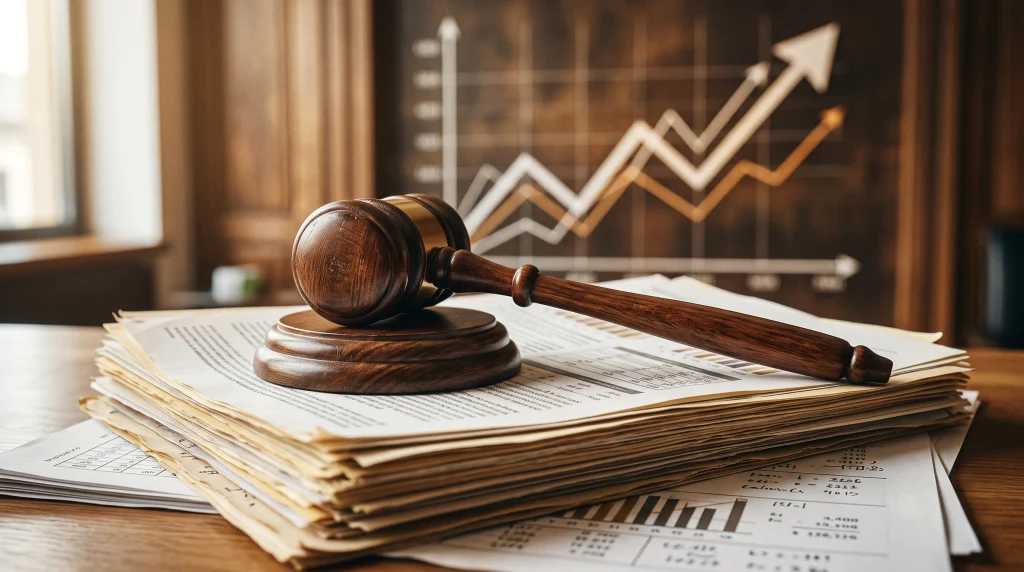 A conceptual image of a gavel and a rising financial graph representing a policy decision.