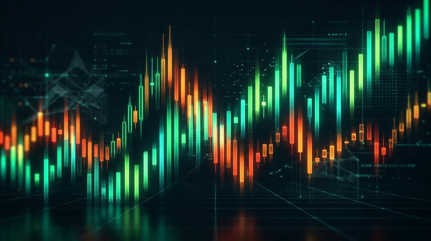 Abstract financial market data visualization.