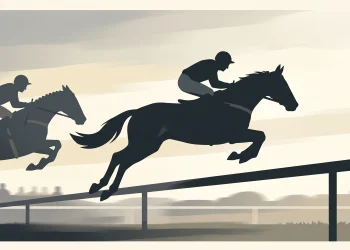Conceptual illustration of horse racing silhouettes