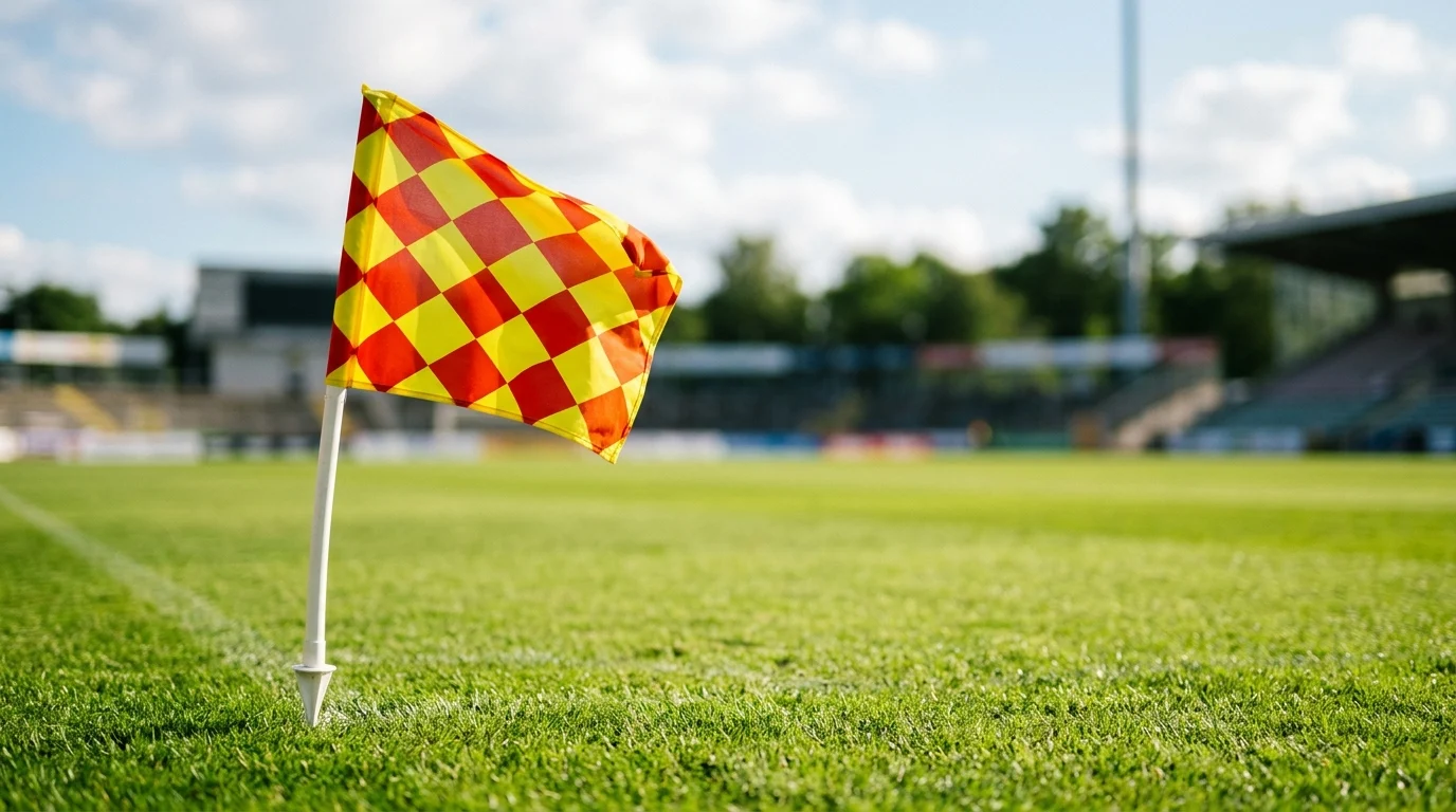 A football corner flag on a sunny day.