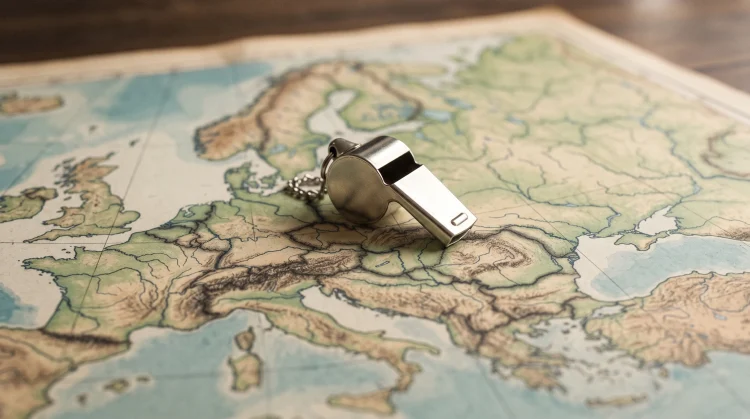 Conceptual image of a whistle on a map