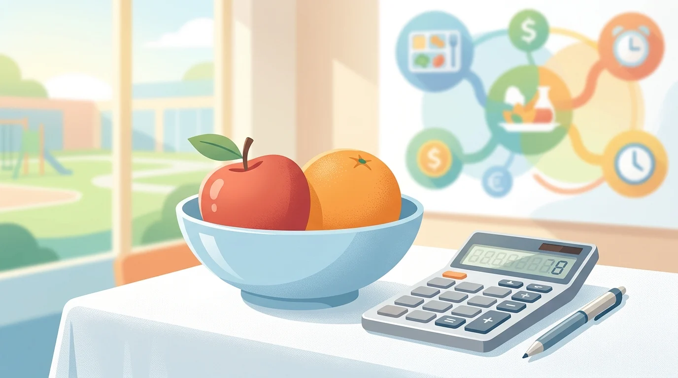 A conceptual graphic representing school meal budgeting.