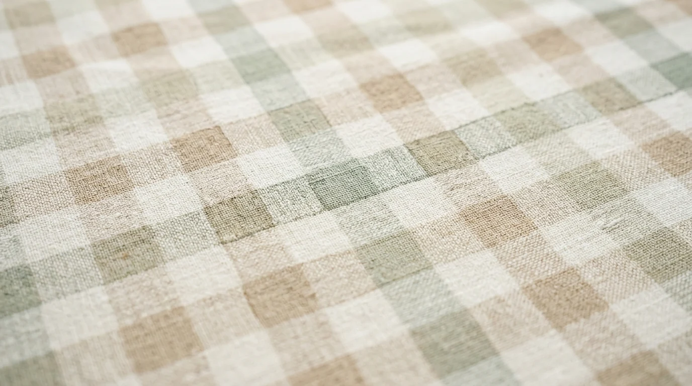 Close-up of hand-drawn gingham textile pattern.