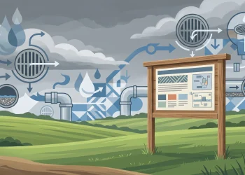 A conceptual illustration representing a planning application in a rural area.