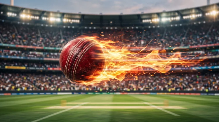 Conceptual image of a cricket ball moving at extreme speed.