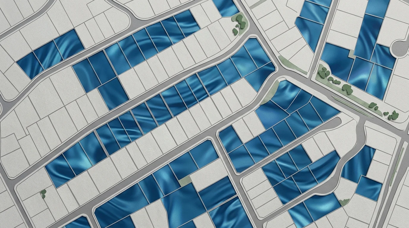 Conceptual map of residential developments and flood zones.