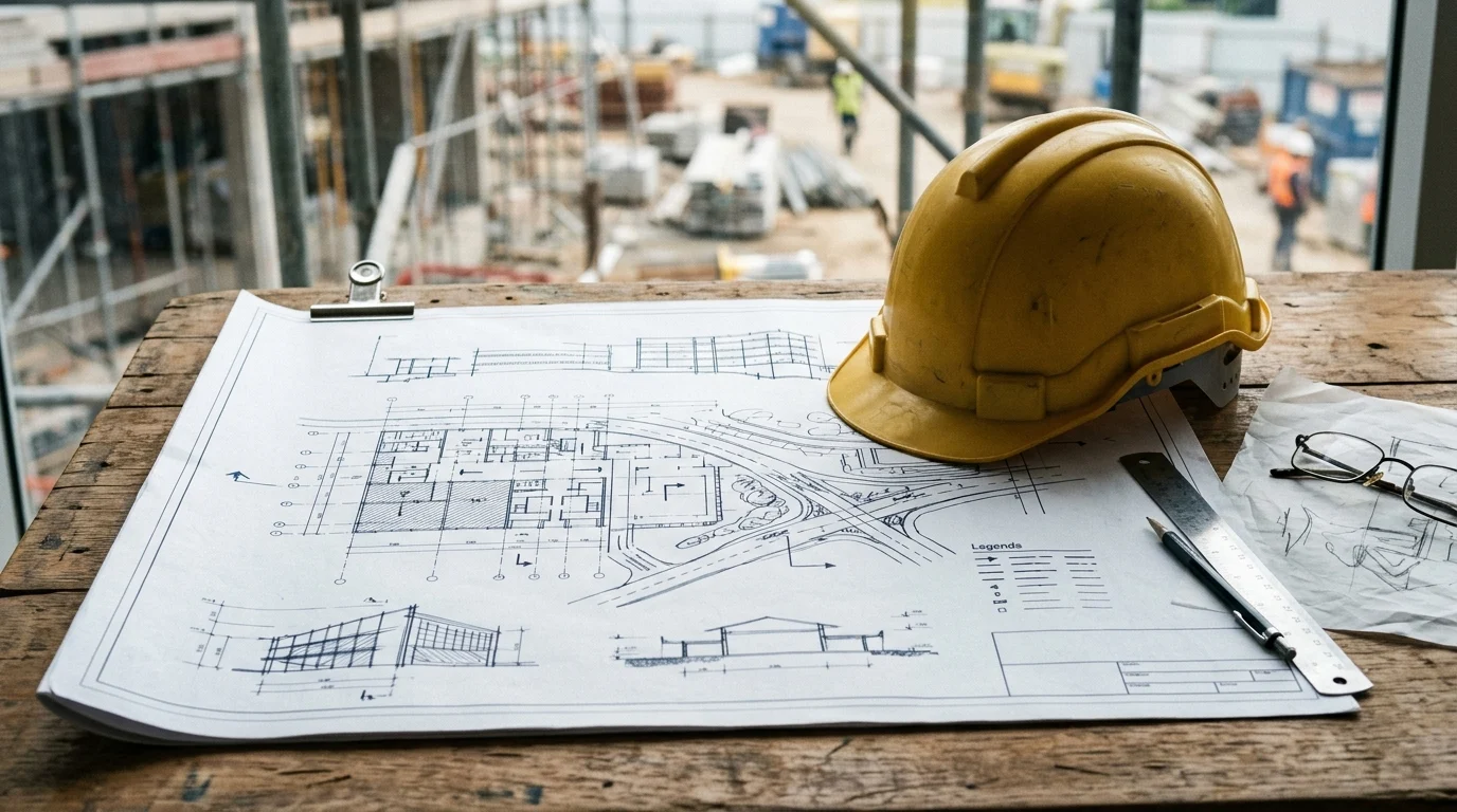 A conceptual image of construction planning materials.