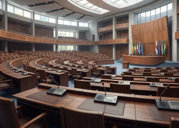 A conceptual image of an international assembly hall.