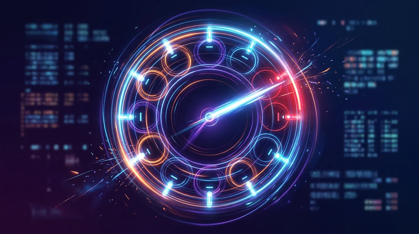 Abstract visualization of a ticking clock and urgency