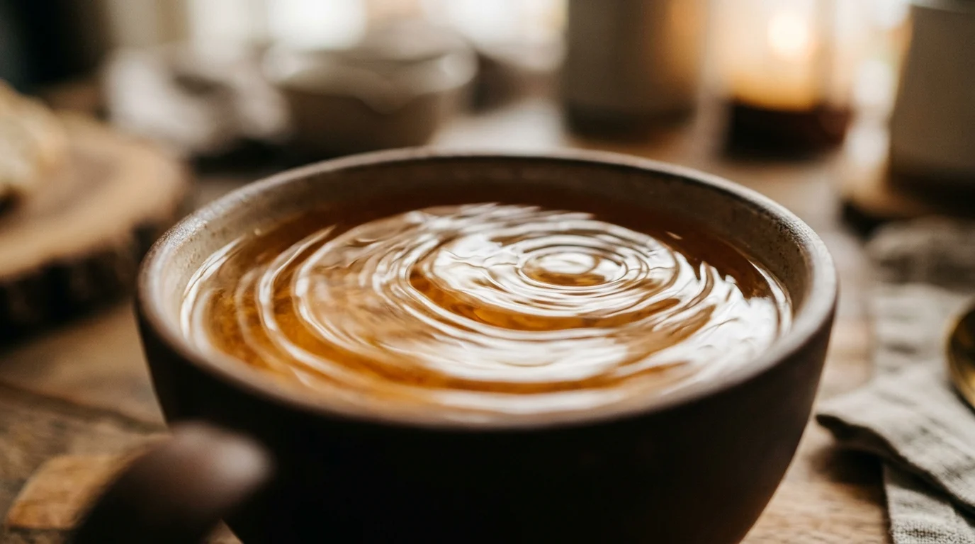 A close up of a hot drink surface