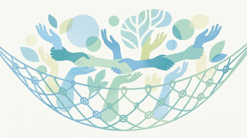 A conceptual illustration of a social safety net.