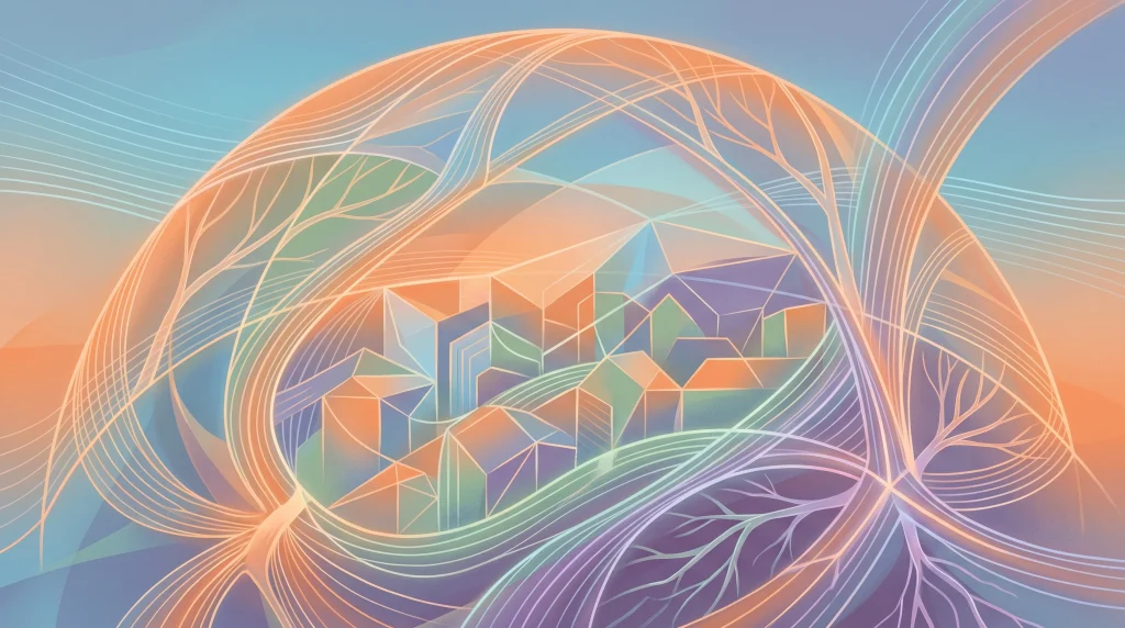 An abstract conceptual image representing social protection and unity.