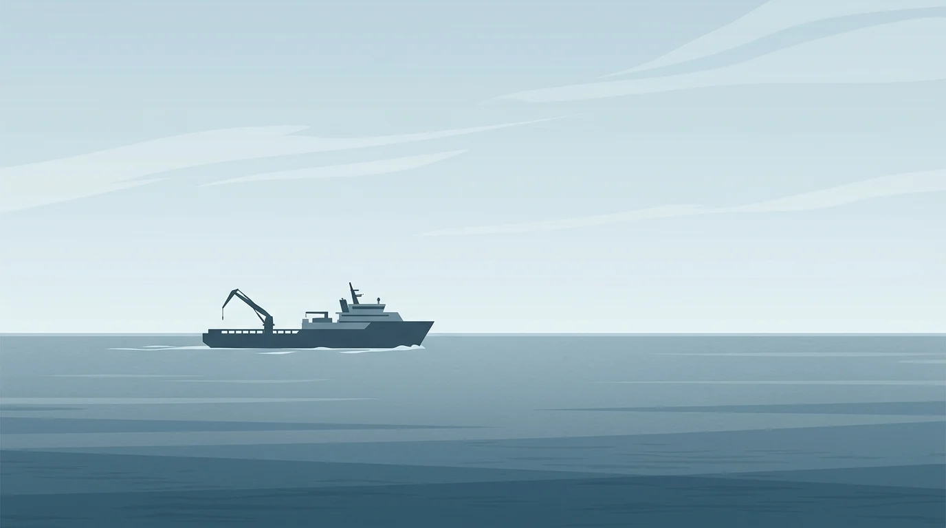 Abstract illustration of a ship at sea.