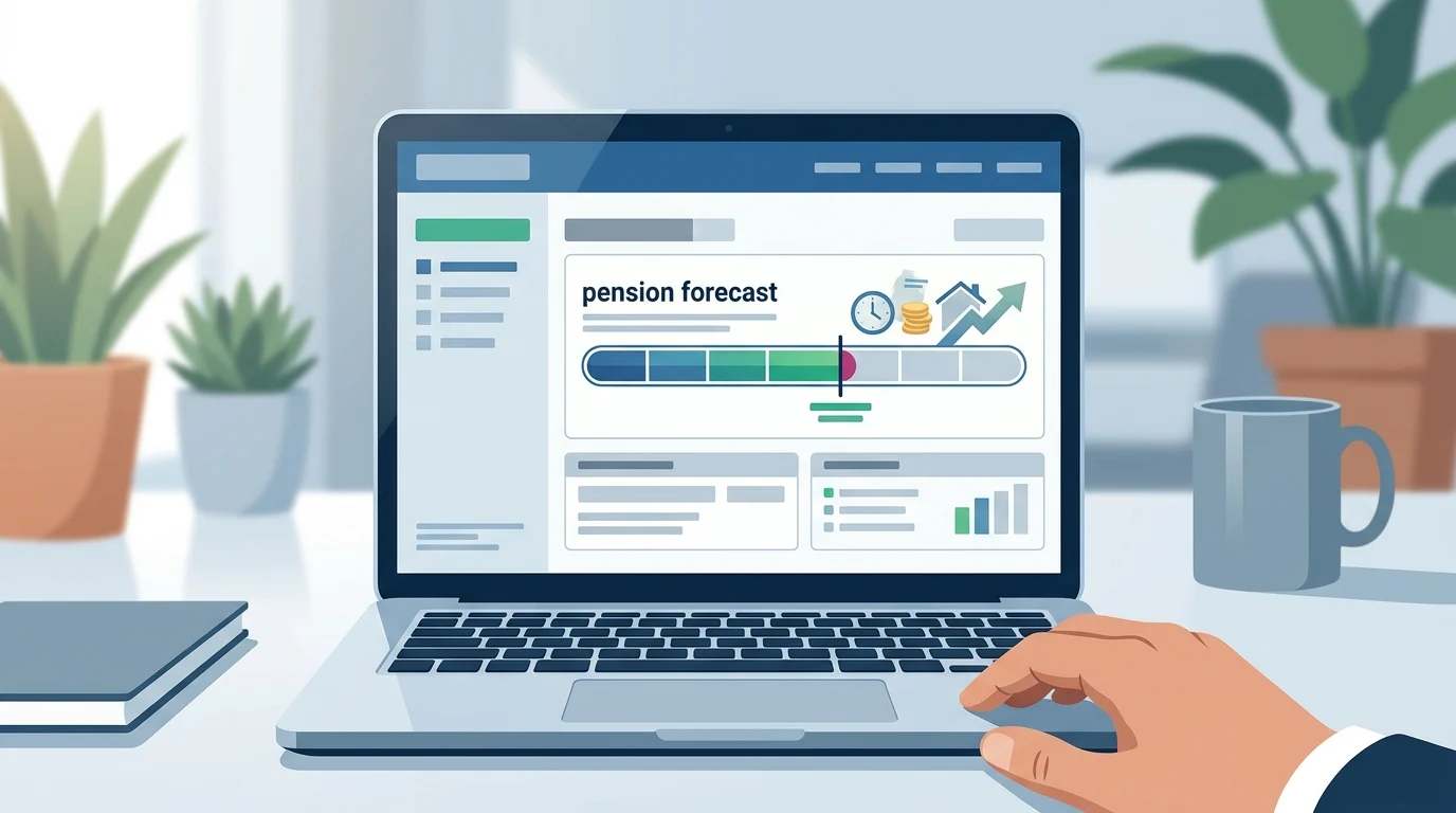 Conceptual illustration of a digital pension forecast service.