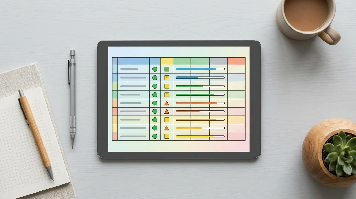 A conceptual digital interface showing task tracking and outreach progress.