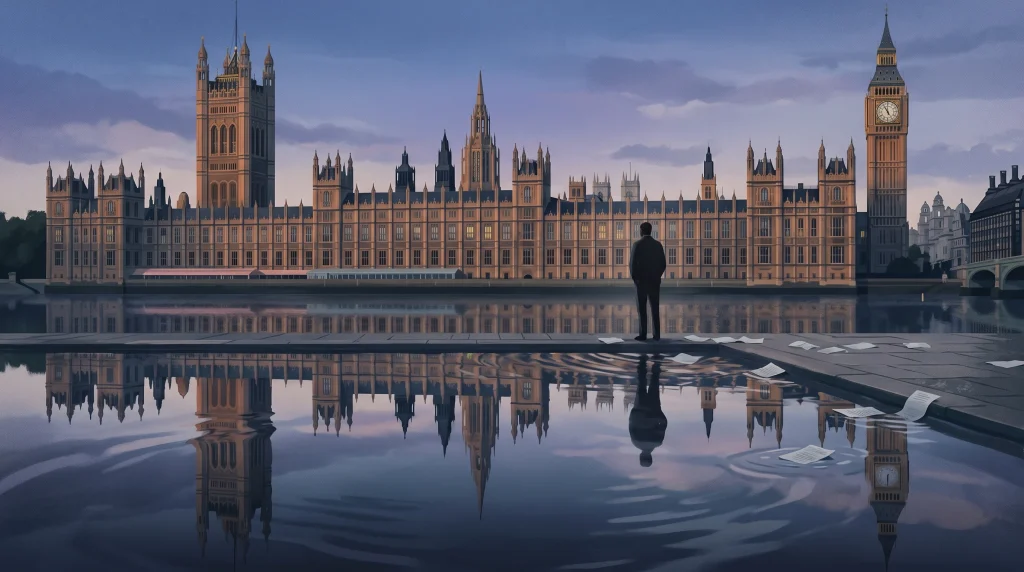 A conceptual illustration of the Houses of Parliament.
