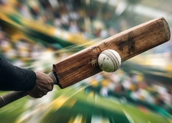 Conceptual image of a cricket bat hitting a ball.