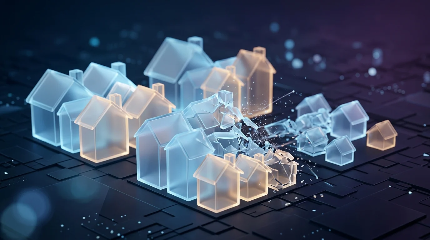 Abstract visualization of decreasing housing supply.