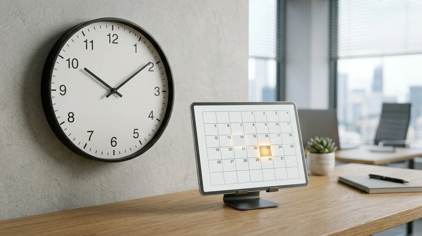 A conceptual image of a clock and a calendar representing a deadline.