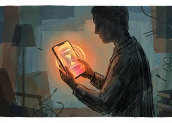 A conceptual illustration of a smartphone screen showing a countdown timer.