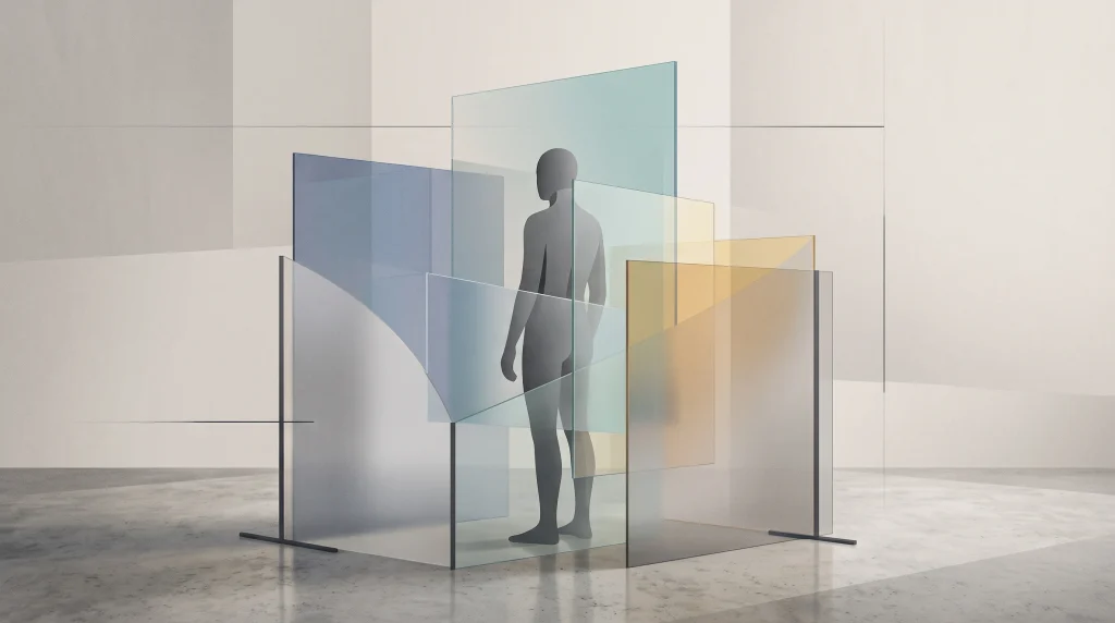 A conceptual illustration representing mental barriers and social anxiety.