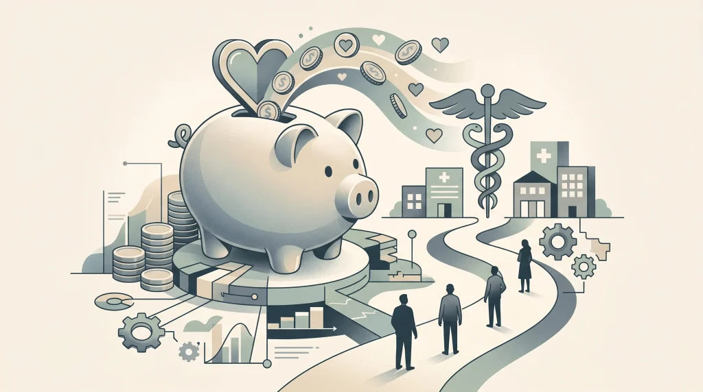 A conceptual illustration representing the funding of social care through financial planning.